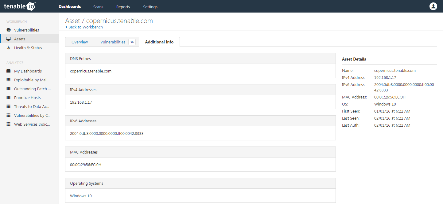 Tenable.io-Assetdaten