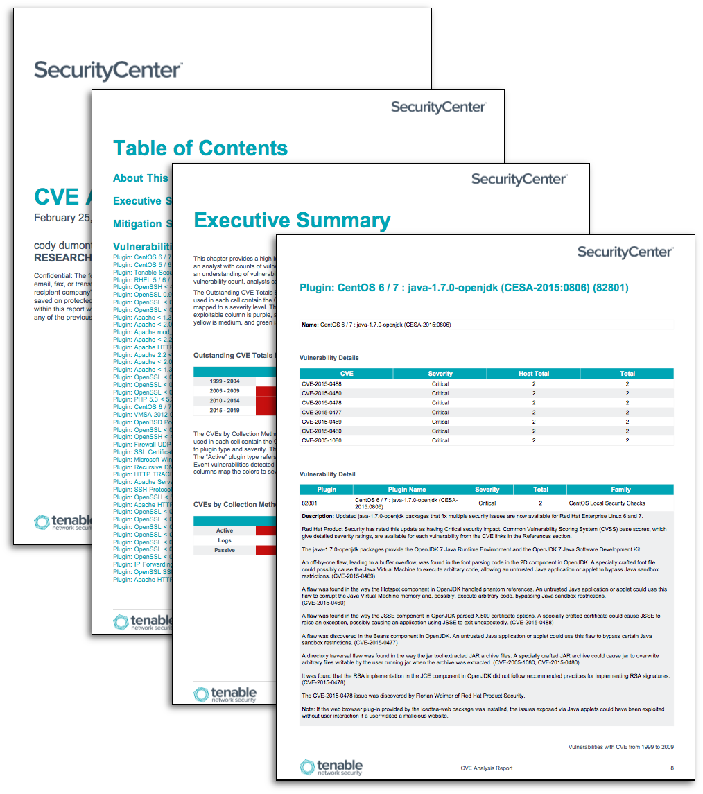 CVE Analysis Report - SC Report Template  Tenable® For Nessus Report Templates